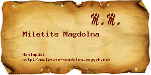 Miletits Magdolna névjegykártya